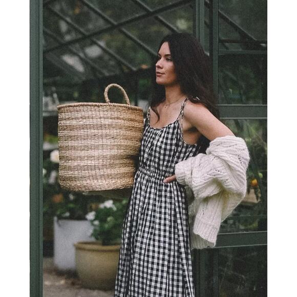 DÔEN Leslie tie-detailed smocked gingham voile midi dress M - Picture 3 of 13